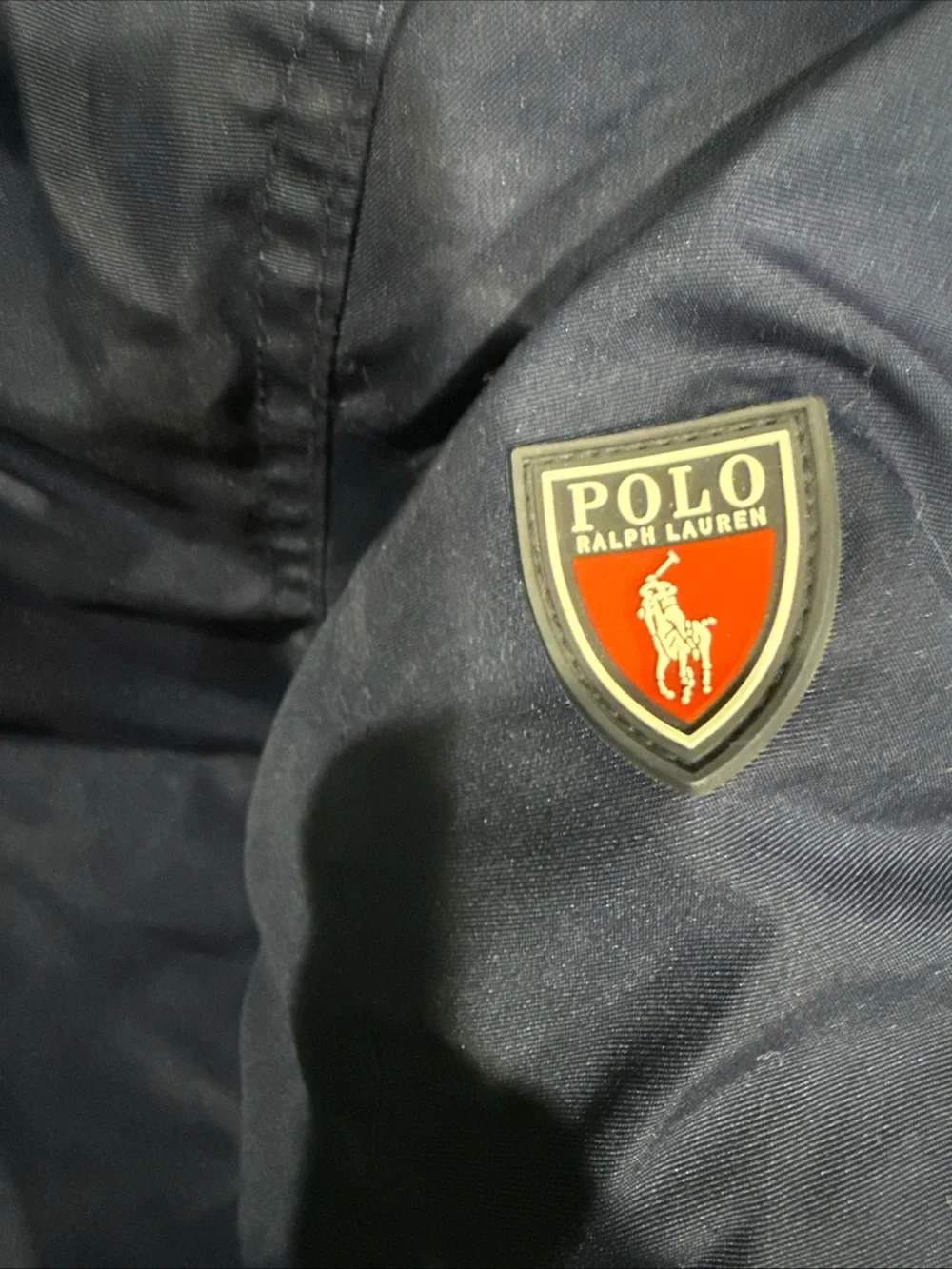 Kids Ralph Lauren Navy Hooded Puffer Coat with Faux Fur Trim